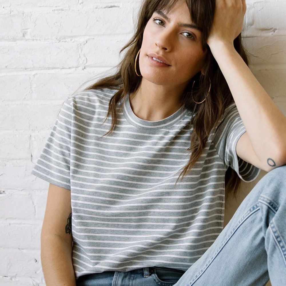Tradlands Grey Stripe Box T-Shirt